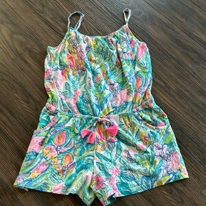 Lilly Pulitzer Aleene Tropical Romper.  Girl’s size XL 12-14